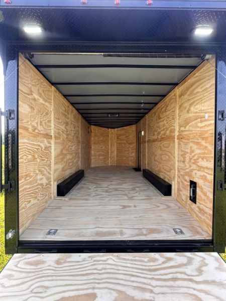 New 2027 8.5x20 Car Hauler 5200 lb torsions 7'6" Interior - Charcoal poly-Blackout- Enclosed Car Hauler