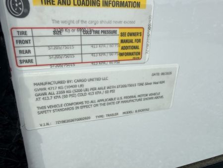 New 2026 Cargo United 8.5x20 TA CAR HAULER 10K Car / Racing Trailer