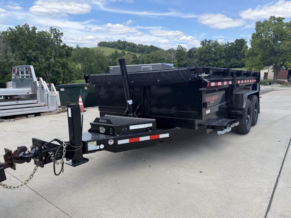 New 2026 Midsota 82"x 14' Versa Dump W/ Telescopic Cylinder & Hydraulic Jack - Swing Side Door - Black - (Ramps/Tarp/Spare) - 15,400# GVWR