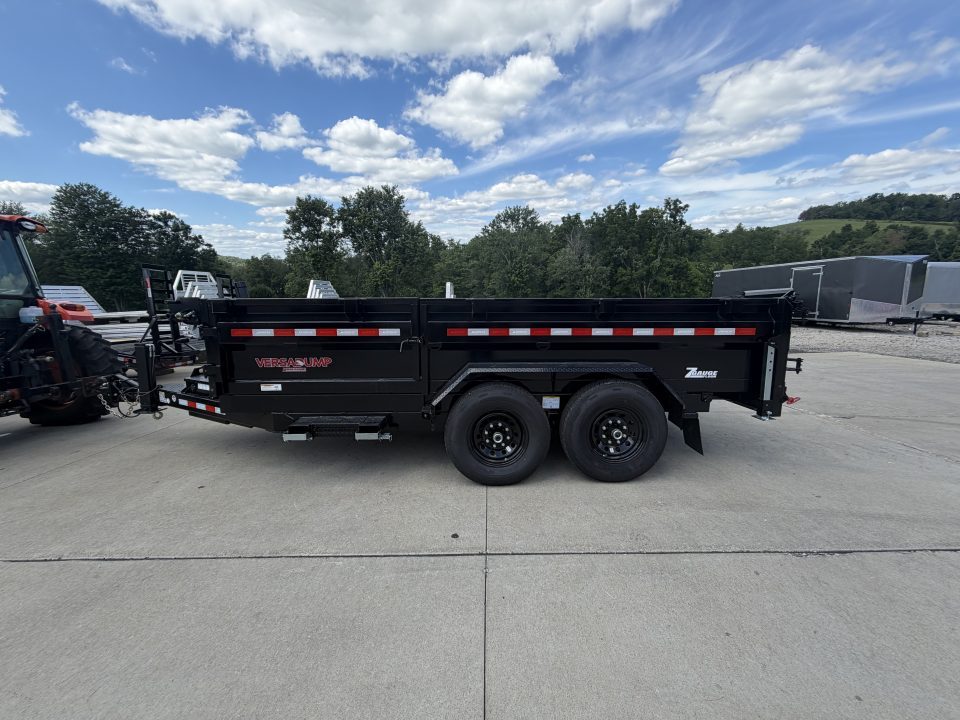 New 2026 Midsota 82"x 14' Versa Dump W/ Telescopic Cylinder & Hydraulic Jack - Swing Side Door - Black - (Ramps/Tarp/Spare) - 15,400# GVWR