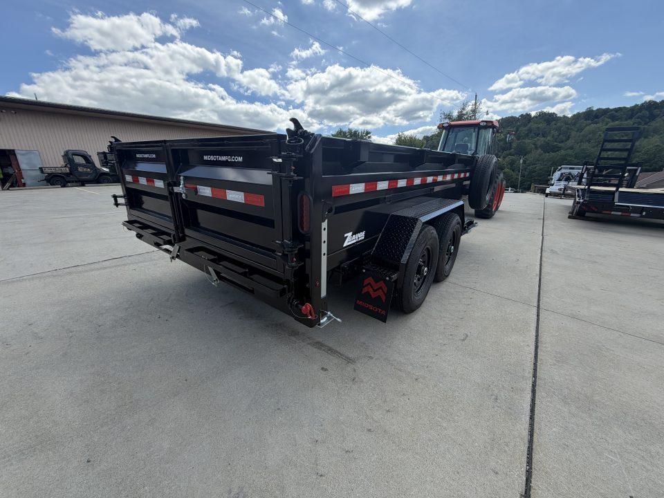 New 2026 Midsota 82"x 14' Versa Dump W/ Telescopic Cylinder & Hydraulic Jack - Swing Side Door - Black - (Ramps/Tarp/Spare) - 15,400# GVWR
