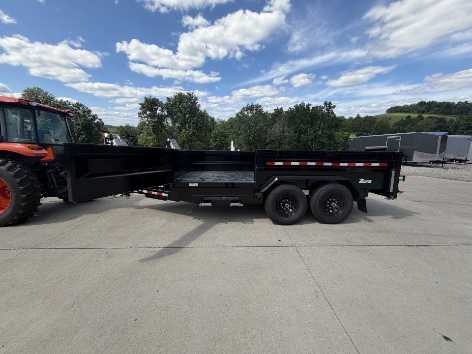 New 2026 Midsota 82"x 14' Versa Dump W/ Telescopic Cylinder & Hydraulic Jack - Swing Side Door - Black - (Ramps/Tarp/Spare) - 15,400# GVWR