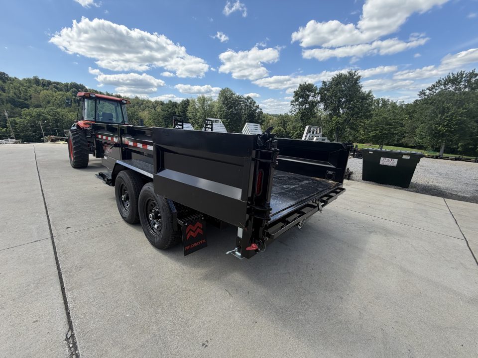 New 2026 Midsota 82"x 14' Versa Dump W/ Telescopic Cylinder & Hydraulic Jack - Swing Side Door - Black - (Ramps/Tarp/Spare) - 15,400# GVWR