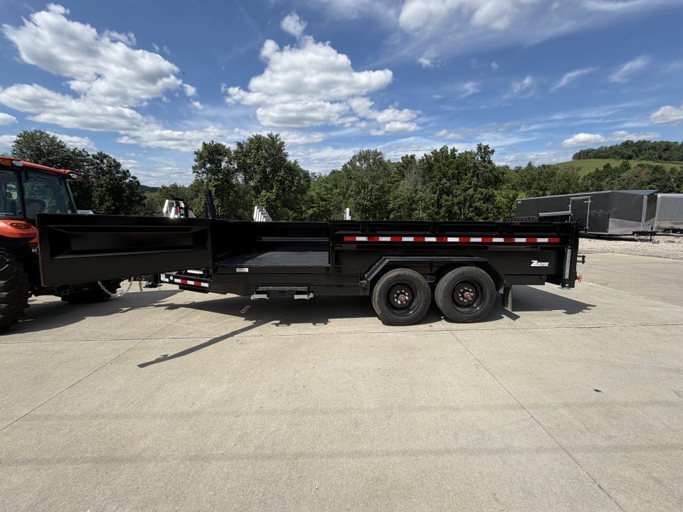 New 2026 Midsota 82" x 16' Versa Dump W/ Telescopic Cylinder - Side Swing Door - Wireless Remote - ST215/75R17.5 (Spare Tire/Ramps/Tarp Included) - Black - 17,600# GVWR