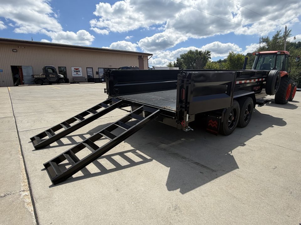 New 2026 Midsota 82" x 16' Versa Dump W/ Telescopic Cylinder - Side Swing Door - Wireless Remote - ST215/75R17.5 (Spare Tire/Ramps/Tarp Included) - Black - 17,600# GVWR