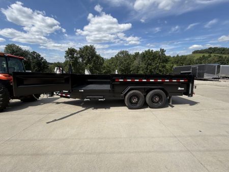 New 2026 Midsota 82" x 16' Versa Dump W/ Telescopic Cylinder - Side Swing Door - Wireless Remote - ST215/75R17.5 (Spare Tire/Ramps/Tarp Included) - Black - 17,600# GVWR