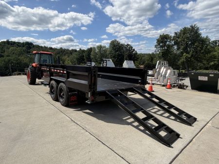 New 2026 Midsota 82" x 16' Versa Dump W/ Telescopic Cylinder - Side Swing Door - Wireless Remote - ST215/75R17.5 (Spare Tire/Ramps/Tarp Included) - Black - 17,600# GVWR