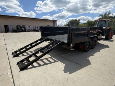 New 2026 Midsota 82" x 16' Versa Dump W/ Telescopic Cylinder - Side Swing Door - Wireless Remote - ST215/75R17.5 (Spare Tire/Ramps/Tarp Included) - Black - 17,600# GVWR