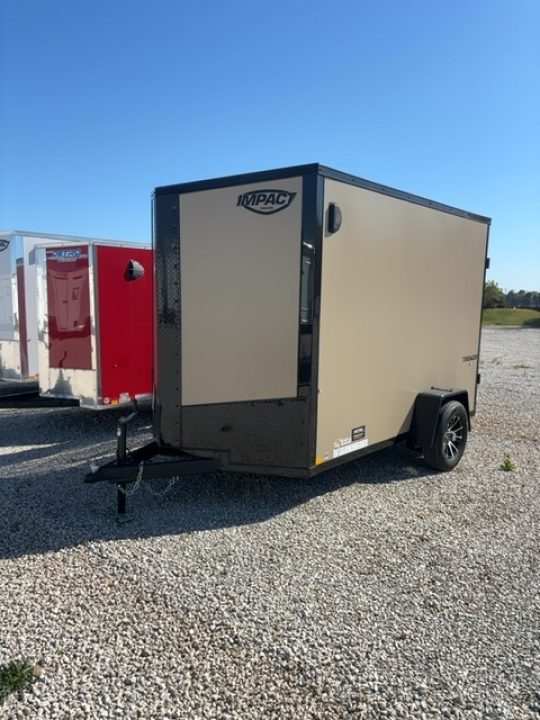 New SAHARA DESERT BEIGE 2026 Impact Trailers 6 x 10 Tremor SE Flat Top Sloped V-Nose 3K Cargo / Enclosed Trailer