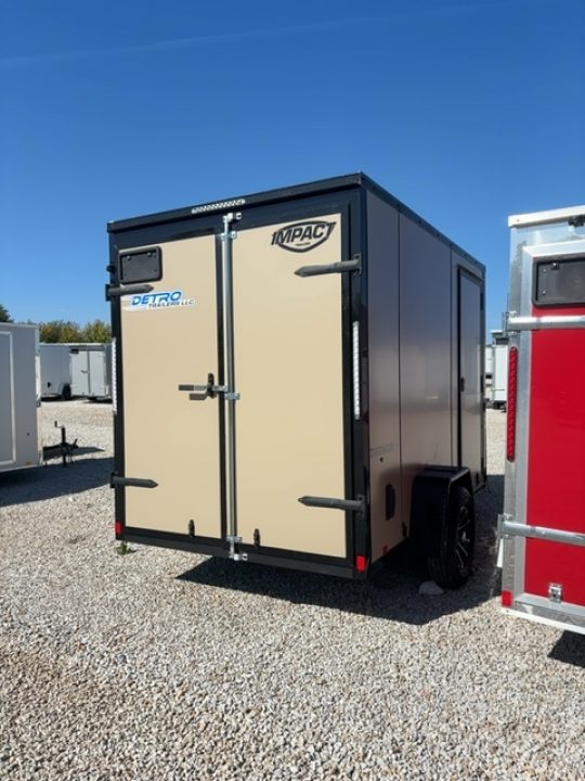 New SAHARA DESERT BEIGE 2026 Impact Trailers 6 x 10 Tremor SE Flat Top Sloped V-Nose 3K Cargo / Enclosed Trailer