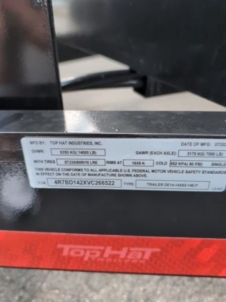 New 2027 Top Hat Trailers Channel Frame Economy Dump 14K 7X14 DE14 Dump Trailer
