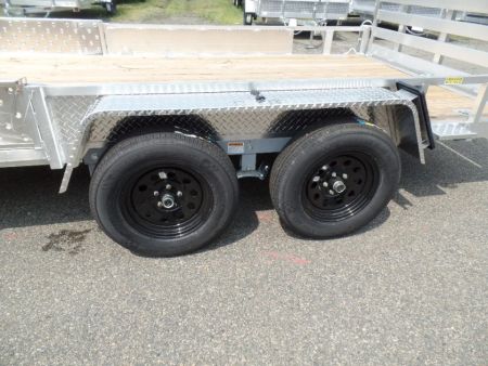 New 2026 Quality Steel and Aluminum 7X14 Aluminum frame Wood Deck, Single Axle with Side Ramps Utility Trailer