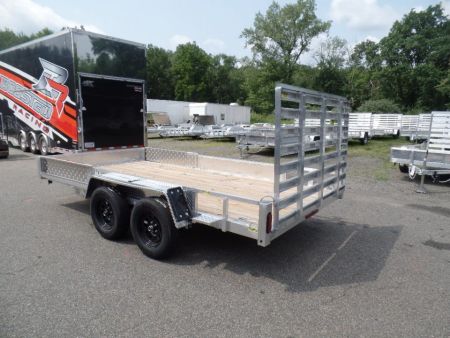 New 2026 Quality Steel and Aluminum 7X14 Aluminum frame Wood Deck, Single Axle with Side Ramps Utility Trailer