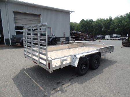 New 2026 Quality Steel and Aluminum 7X14 Aluminum frame Wood Deck, Single Axle with Side Ramps Utility Trailer