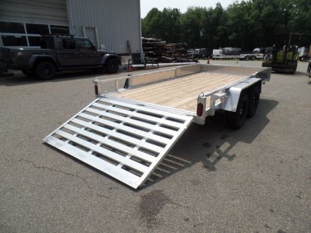 New 2026 Quality Steel and Aluminum 7X14 Aluminum frame Wood Deck, Single Axle with Side Ramps Utility Trailer