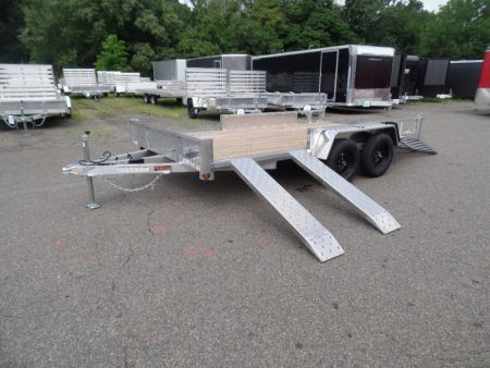 New 2026 Quality Steel and Aluminum 7X14 Aluminum frame Wood Deck, Single Axle with Side Ramps Utility Trailer