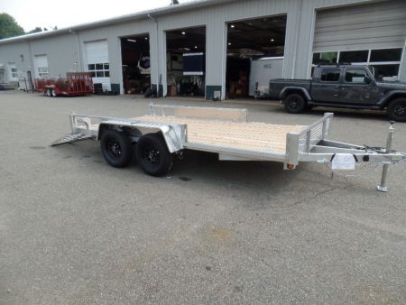 New 2026 Quality Steel and Aluminum 7X14 Aluminum frame Wood Deck, Single Axle with Side Ramps Utility Trailer