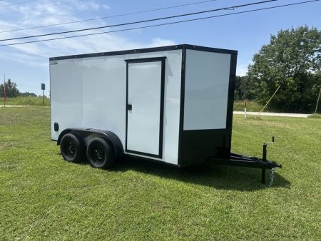 New 2027 6X12 - Enclosed Trailer- 3500LB Tandem Axle - White Poly - Blackout