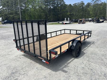 New 2027 Down 2 Earth Trailers 82X14 Utility Trailer, Tubing Top Rail, Spring Assisted Ramp Gate