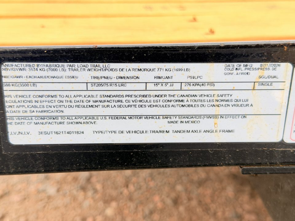 New 2026 Load Trail 7-16 Tandem Axle Ramp Gate Utility 7K GVWR