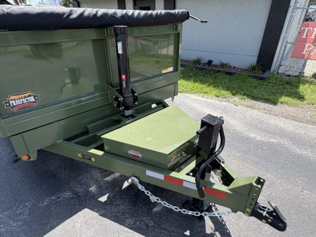 New 2027 Prospector 7X16 X 2FT sides 16K Dump Trailer Olive Green - INCLUDES SPARE & GPS!!