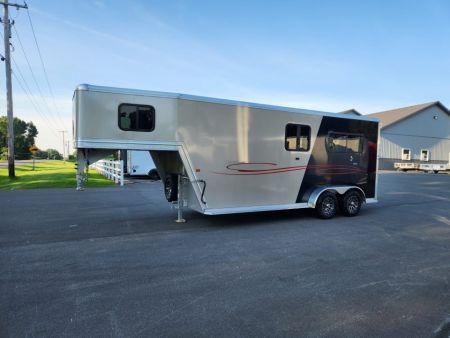 New 2026 Frontier Trailers 2 Horse Gooseneck Stock / Stock Combo Trailer