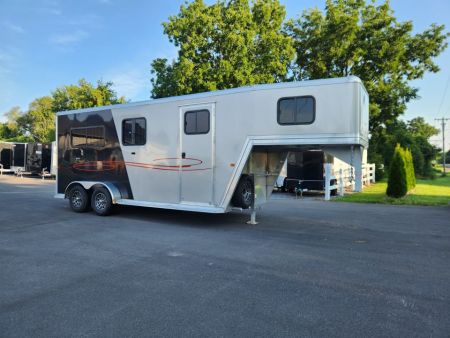 New 2026 Frontier Trailers 2 Horse Gooseneck Stock / Stock Combo Trailer