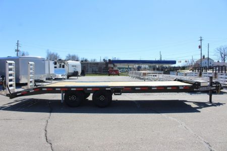 New 2027 Moritz 8' 6" x 20' + 4' Deckover Flatbed w/ Beavertail - Aluminum Ramps - 14,000# GVW