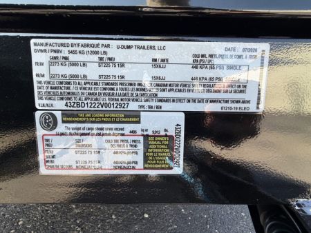New 2027 6X12 U-Dump Trailer