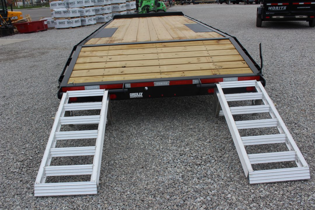 New 2027 Moritz 8' 6" x 20' + 4' Deckover Flatbed w/ Beavertail - Aluminum Ramps - 16,000# GVW
