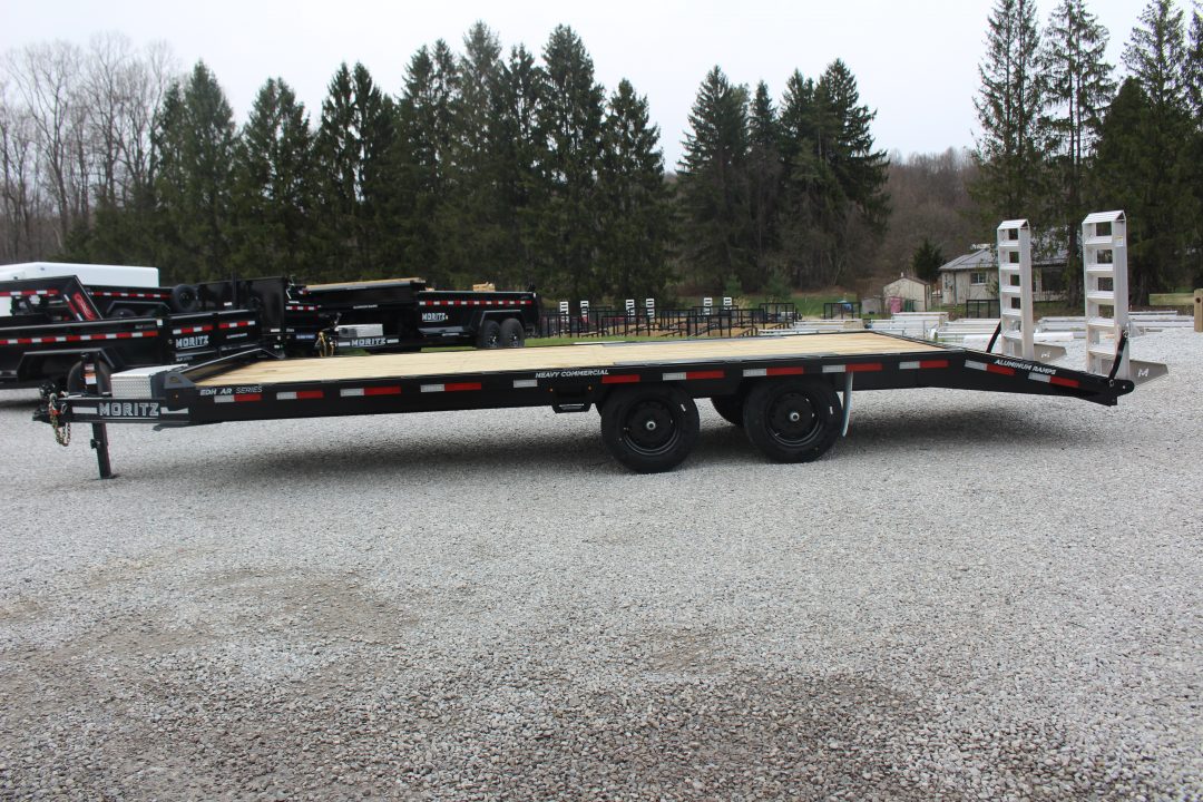 New 2027 Moritz 8' 6" x 20' + 4' Deckover Flatbed w/ Beavertail - Aluminum Ramps - 16,000# GVW