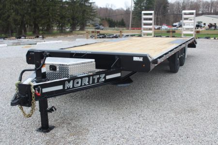 New 2027 Moritz 8' 6" x 20' + 4' Deckover Flatbed w/ Beavertail - Aluminum Ramps - 16,000# GVW