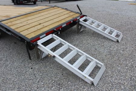 New 2027 Moritz 8' 6" x 20' + 4' Deckover Flatbed w/ Beavertail - Aluminum Ramps - 16,000# GVW