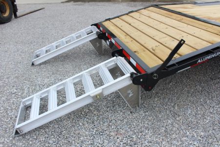New 2027 Moritz 8' 6" x 20' + 4' Deckover Flatbed w/ Beavertail - Aluminum Ramps - 16,000# GVW