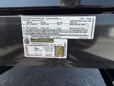 New 2027 6X12 U-Dump Trailer
