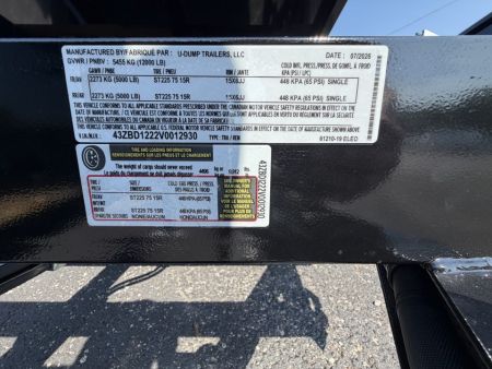 New 2027 6X12 U-Dump Trailer