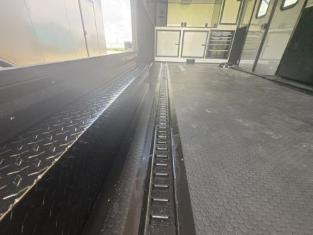 New 2027 Rock Solid Cargo Super Sport Enclosed Race Trailer For Sale Rear Spoiler Spread Axle Awning Finished Interior Cabinets A/C