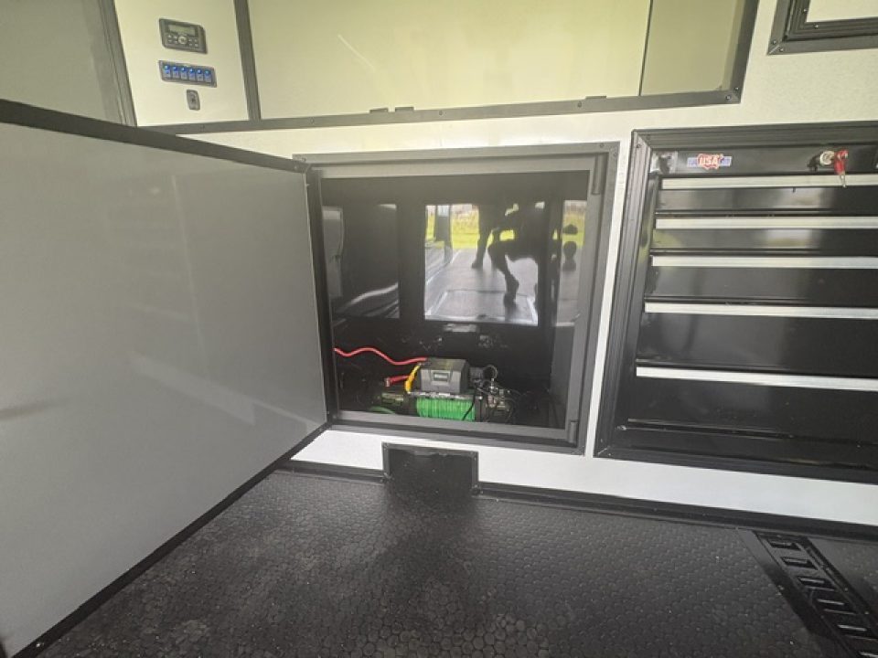 New 2027 Rock Solid Cargo Super Sport Enclosed Race Trailer For Sale Finished Interior Rear Spoiler Awning Spread Axle A/C