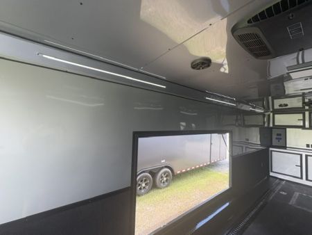 New 2027 Rock Solid Cargo Super Sport Enclosed Race Trailer For Sale Finished Interior Rear Spoiler Awning Spread Axle A/C