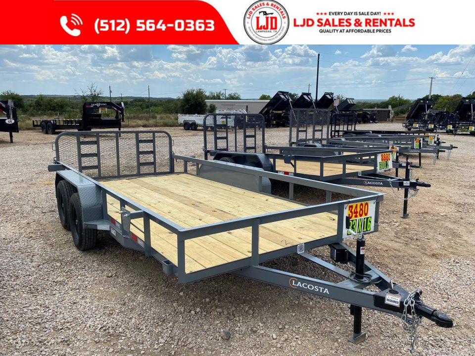 New 2027 Lacosta - 4' Gate - 83" x 16' Utility Trailer