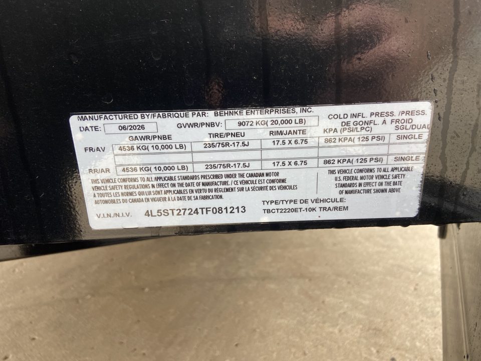 New Behnke Tilt 20K Trailer