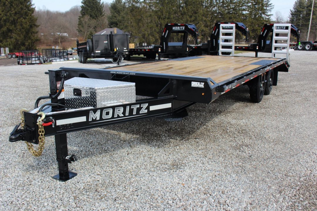 New 2027 Moritz 8' 6" x 20' + 4' Deckover Flatbed w/ Beavertail - Aluminum Ramps - 16,000# GVW