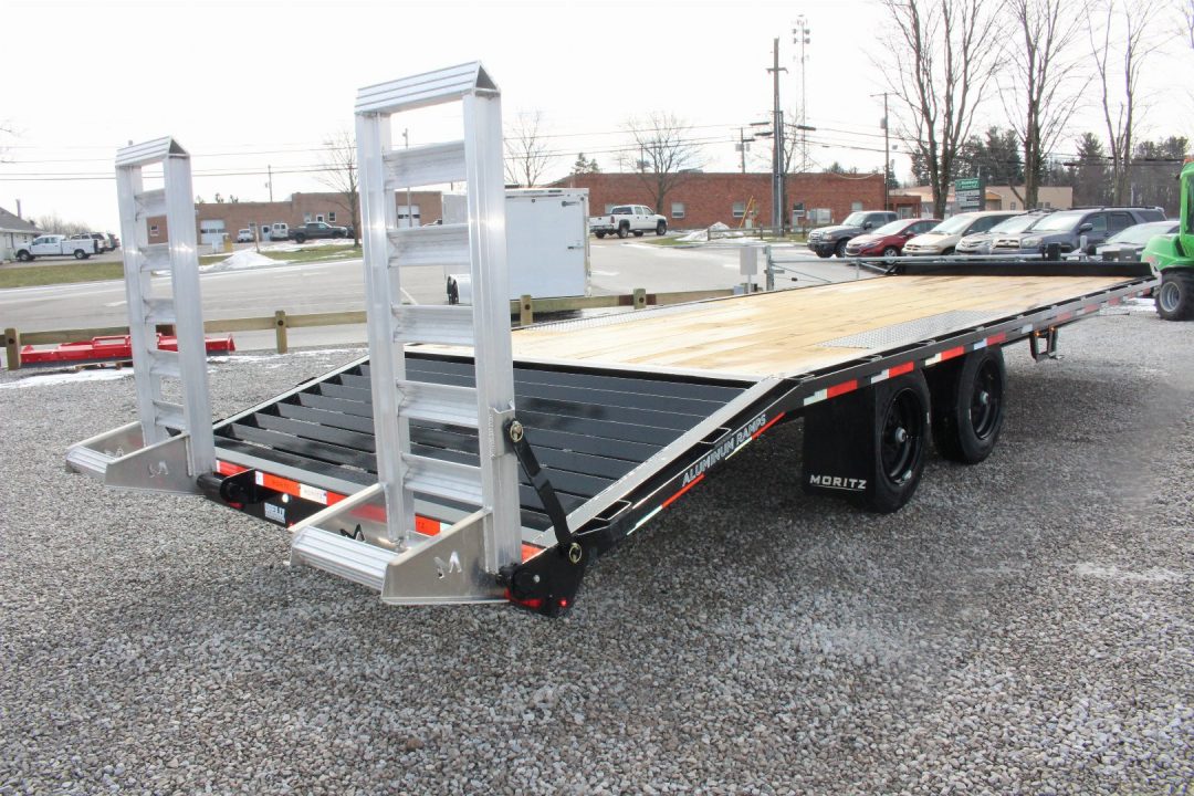 New 2027 Moritz 8' 6" x 20' + 4' Deckover Flatbed w/ Beavertail - Aluminum Ramps - 16,000# GVW