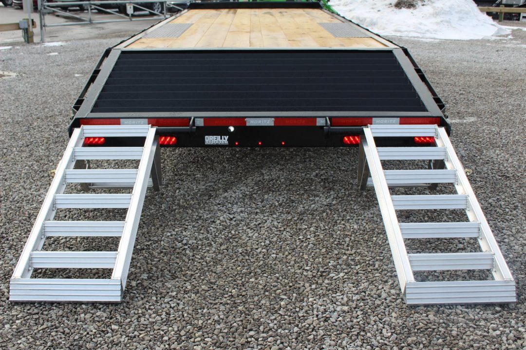 New 2027 Moritz 8' 6" x 20' + 4' Deckover Flatbed w/ Beavertail - Aluminum Ramps - 16,000# GVW