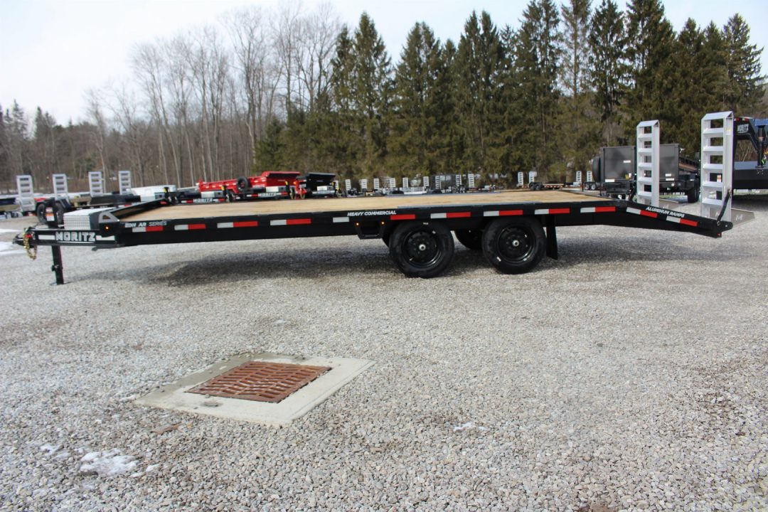 New 2027 Moritz 8' 6" x 20' + 4' Deckover Flatbed w/ Beavertail - Aluminum Ramps - 16,000# GVW