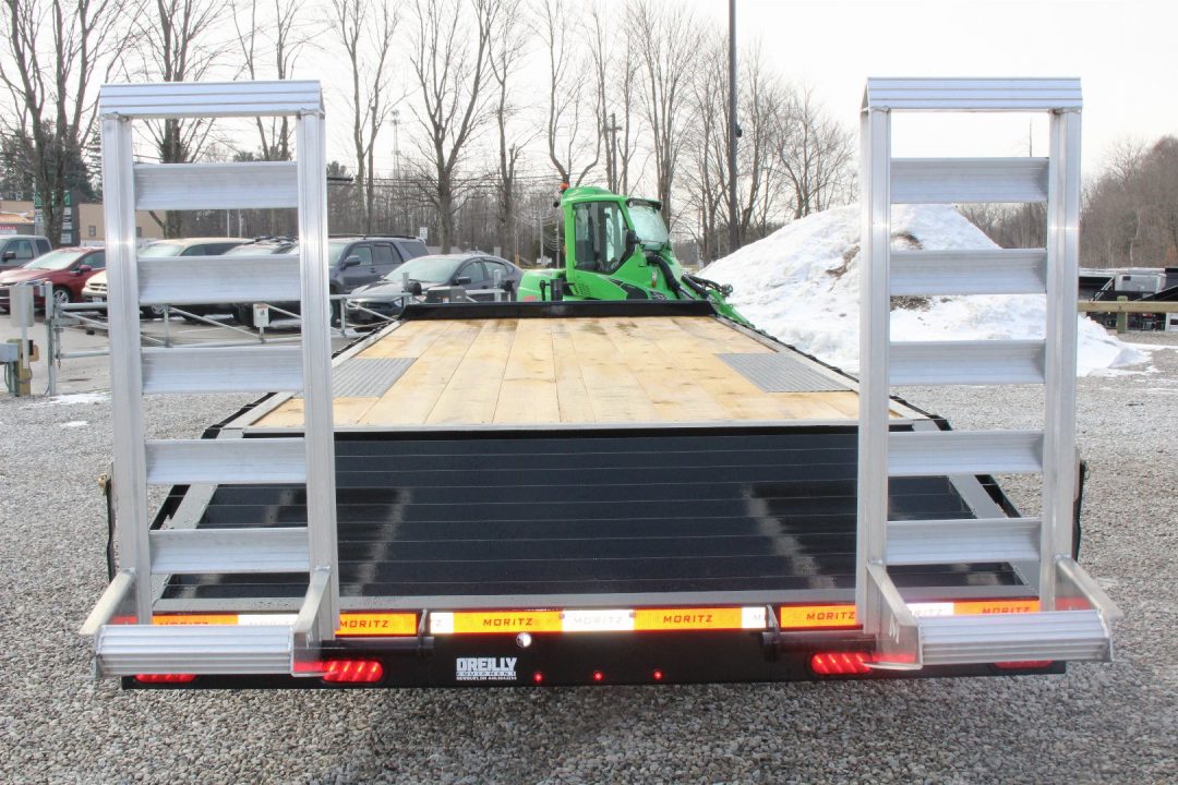 New 2027 Moritz 8' 6" x 20' + 4' Deckover Flatbed w/ Beavertail - Aluminum Ramps - 16,000# GVW