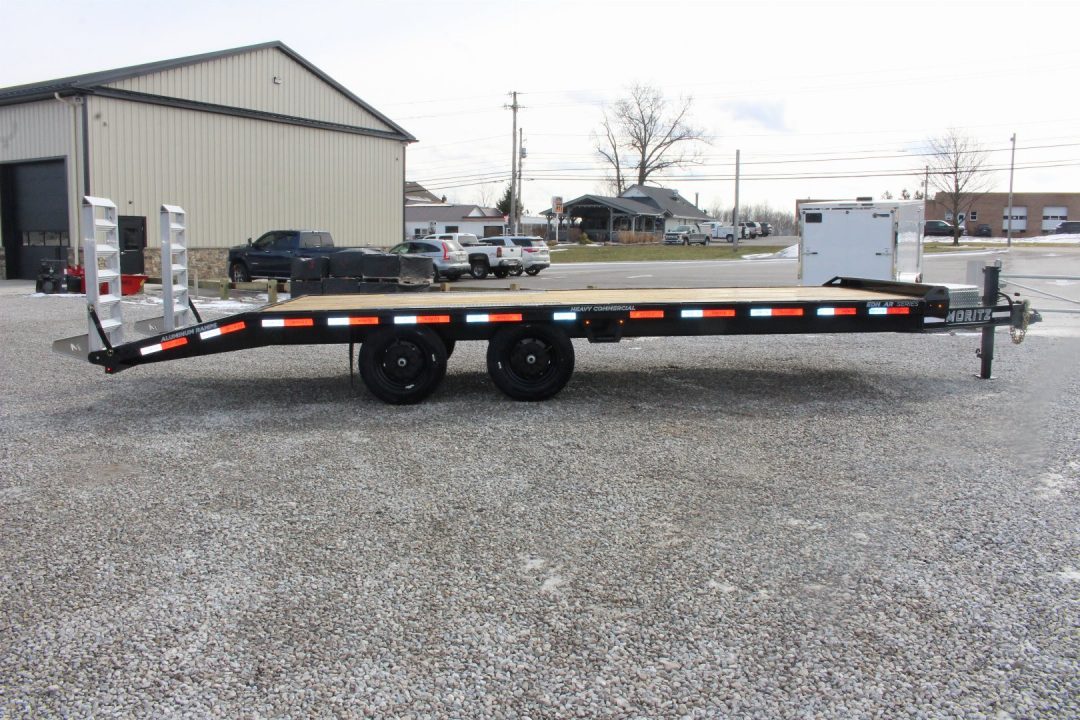 New 2027 Moritz 8' 6" x 20' + 4' Deckover Flatbed w/ Beavertail - Aluminum Ramps - 16,000# GVW