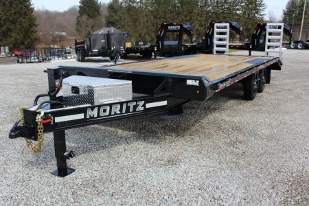 New 2027 Moritz 8' 6" x 20' + 4' Deckover Flatbed w/ Beavertail - Aluminum Ramps - 16,000# GVW