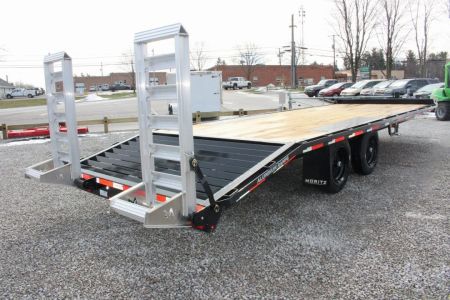 New 2027 Moritz 8' 6" x 20' + 4' Deckover Flatbed w/ Beavertail - Aluminum Ramps - 16,000# GVW