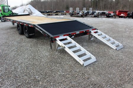 New 2027 Moritz 8' 6" x 20' + 4' Deckover Flatbed w/ Beavertail - Aluminum Ramps - 16,000# GVW